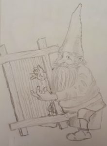 A gnome playing the harp