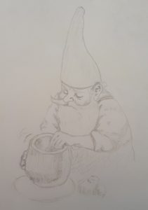 A gnome doing pottery